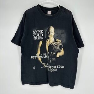 Vintage 90s WWF Stone Cold Steve Austin That's the Bottom Line Shirt XL Back Hit